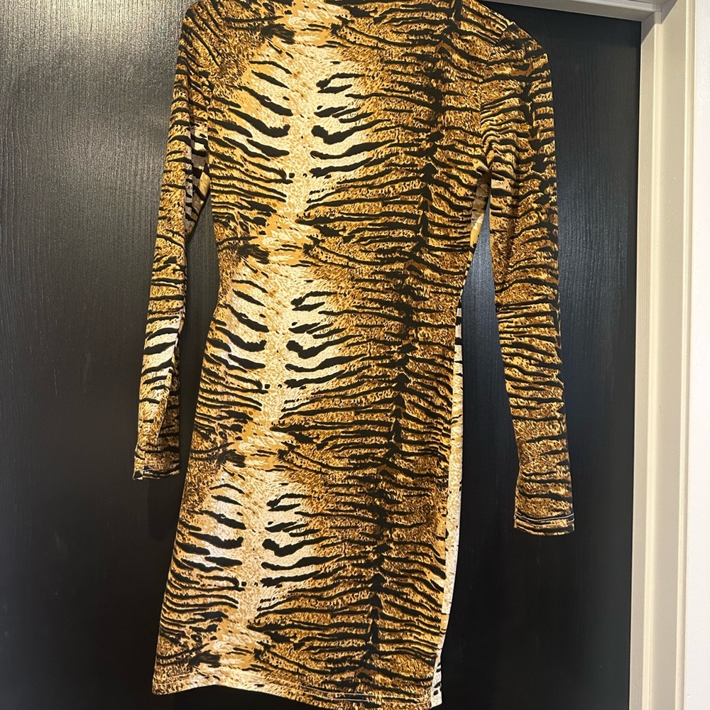 Tiger Print Long Sleeve Dress